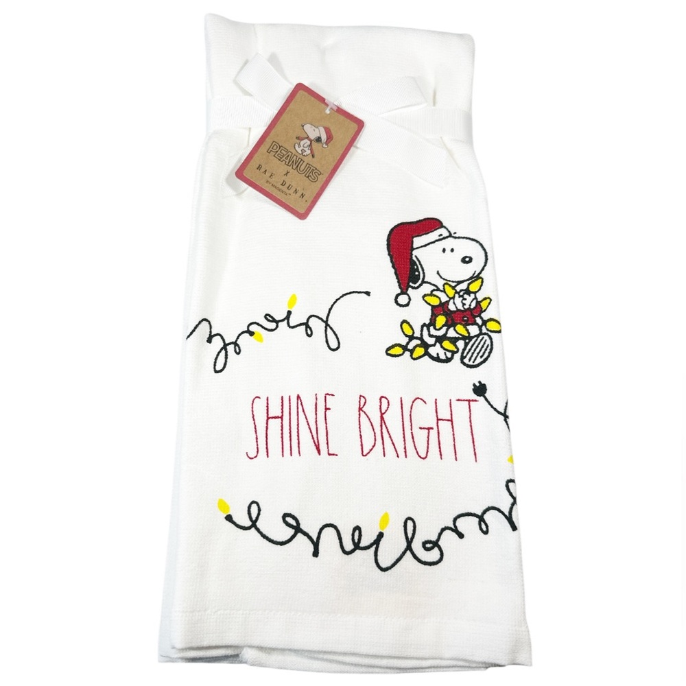 NEW Rae Dunn/Peanuts Snoopy SHINE BRIGHT Kitchen Towel Set/2